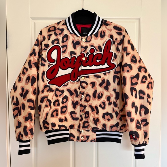 Joyrich Leopard Print Logo Puffer Bomber Jacket Men's XS - Picture 2 of 7